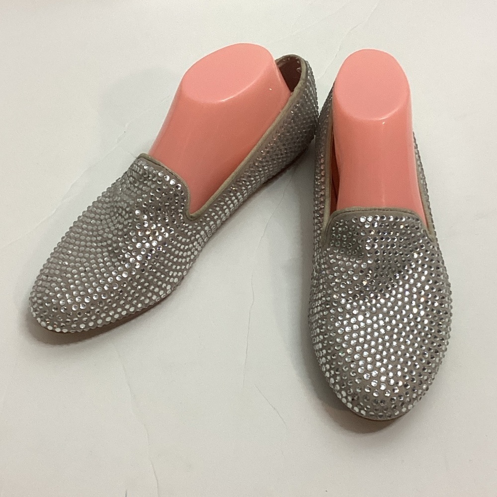 Steven Steve Madden Madeer Silver Rhinestone Loafers 8.5 Bling Bedazzled